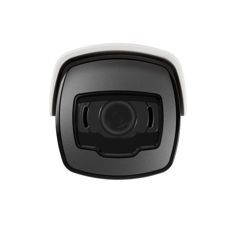 A sleek, weather-resistant Oncam bullet camera with a bold form factor, clearly signaling active surveillance in an outdoor environment.