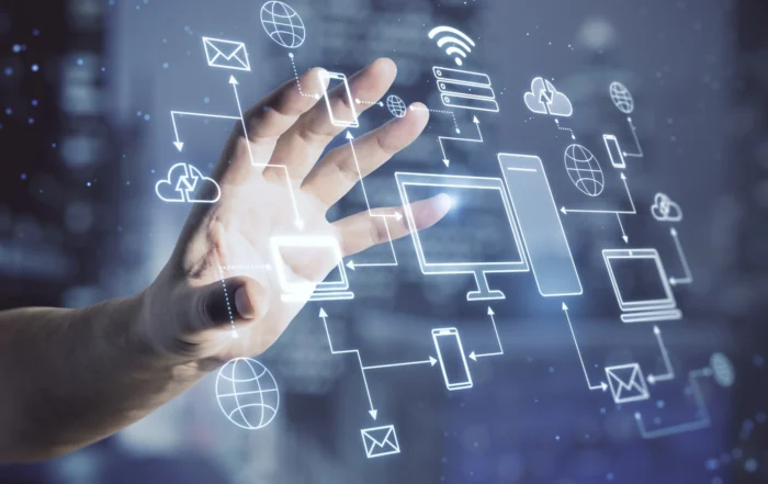 An illustration of various devices and systems seamlessly communicating.